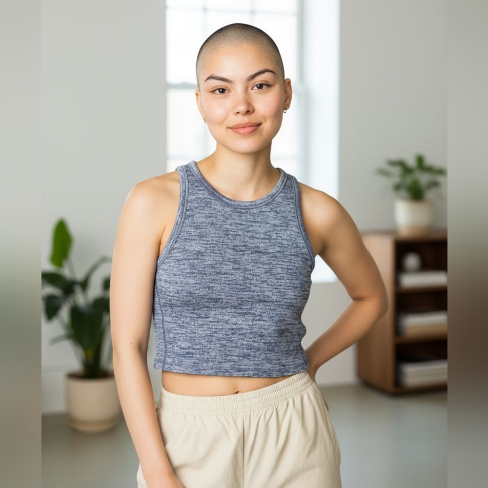 😻 3/$30 Aritzia Wilfred Free Heathered Gray Crop Tank Top Size Medium